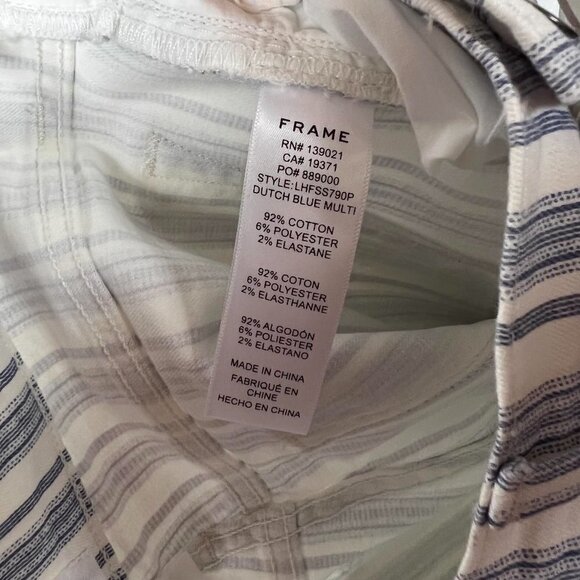 FRAME Le High Flare Blue White Striped Stretch Denim Jeans Size 26 NWT - Picture 8 of 9